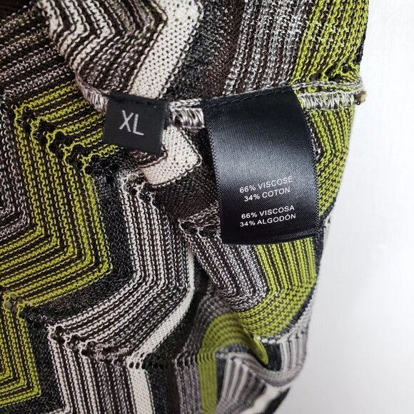 Doncaster Lightweight Cardigan Gray White Brown Lime Green Chevron Size XL - Picture 7 of 8